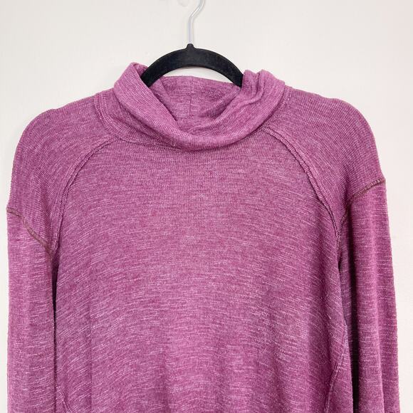 Free People Split Back Turtleneck Plum Purple Small S Long Sleeve Cotton Blend - Picture 3 of 9